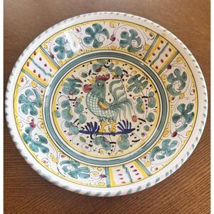 Deruta Pottery Large 8.5'' Bowl Rooster Pattern Made In Italy